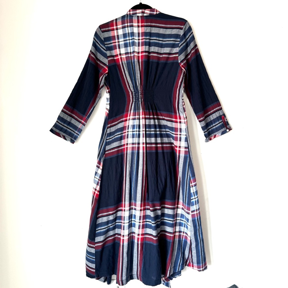 Anthropologie Isabella Sinclair Tartan Plaid Handkerchief Midi Dress - Picture 7 of 12